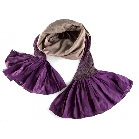 Foulard en soie Shadows, violet et vieux rose