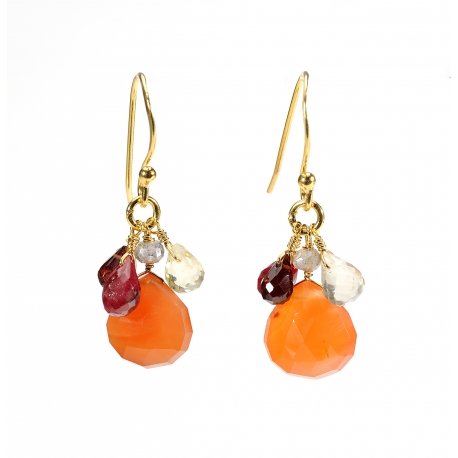 Earrings "Grapes", Cornelian