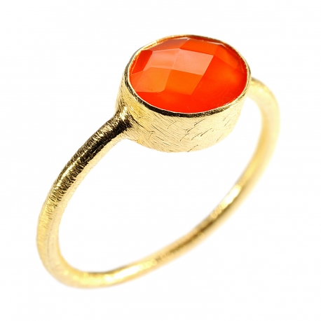 Ring "Drop" Cornelian 925 Silver and 3µ Gold