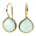 Earrings gold-plated "Drop", Aqua Chalcedony