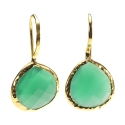 Earrings gold-plated "Drop", Green Onyx