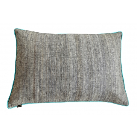 Coussin "Ortie et Soie" Rectangulaire Turquoise