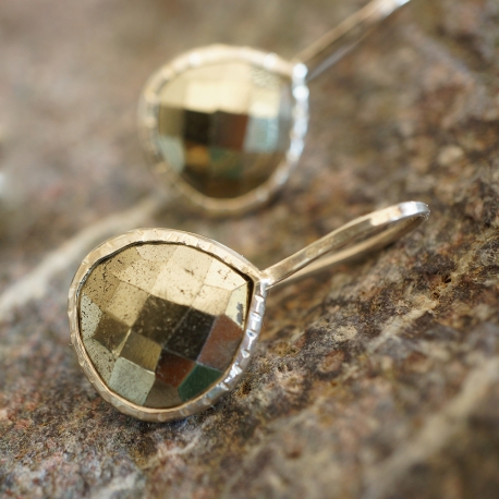 Boucles d'oreilles argent "Drop" Pyrite