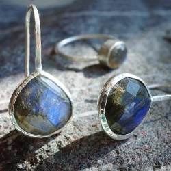 Earrings silver "Drop" Labradorite