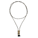 Long Necklace "Nadee", pompom black