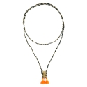 Long Necklace "Meetha", pompom orange