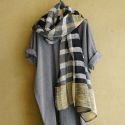 Linen, organic cotton and jute "Chess" stole