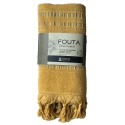 Fouta en coton biologique coloris ONYX, tissée avec une face éponge, franges nouées à la main