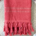 Fouta en coton biologique coloris CITRINE, tissée avec une face éponge, franges nouées à la main