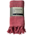 Fouta en coton biologique coloris CITRINE, tissée avec une face éponge, franges nouées à la main