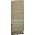 Fouta en coton biologique coloris EARTH. Tissage à plat et tissage nid d'abeille alternant rayures bicolores