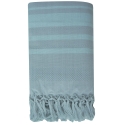 Fouta en coton biologique coloris ALMOND. Tissage à plat et tissage nid d'abeille alternant rayures bicolores