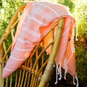 Fouta en coton biologique, Corail