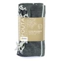 Fouta en coton biologique, Blanc et Anthracite