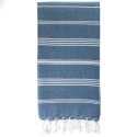 Fouta en coton biologique, Blanc et Océan