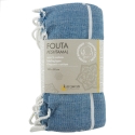 Fouta en coton biologique, Blanc et Océan