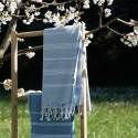 Fouta en coton biologique, Blanc et Nuage