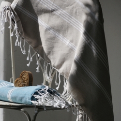 Fouta en coton biologique, Taupe 