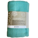 Fouta en coton biologique coloris AQUASKY. Tissage jacquard nid d'abeilles 100 x 200 cm