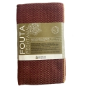 Fouta en coton biologique coloris Sable & Prune. Tissage jacquard nid d'abeilles 100 x 200 cm