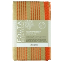 Fouta en coton biologique coloris Mandarine. Tissage jacquard nid d'abeilles 