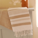 Fouta en coton biologique coloris GINGER. Tissage jacquard nid d'abeilles