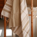 Fouta en coton biologique coloris GINGER. Tissage jacquard nid d'abeilles