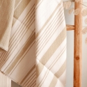 Fouta en coton biologique coloris GINGER. Tissage jacquard nid d'abeilles