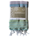 Fouta en coton biologique coloris ADRIATIC. Tissage à plat 