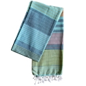 Fouta en coton biologique coloris ADRIATIC. Tissage à plat 