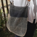 Sac en liane sauvage avec anses en cuir, crocheté à la main