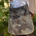 Sac en liane sauvage avec anses en cuir, crocheté à la main