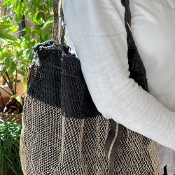 Sac avec anses en cuir en liane sauvage, crocheté à la main