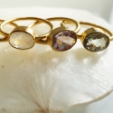 Ring "Drop" Aqua Chalcedony 925 Silver and 3µ Gold