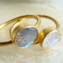 Ring "Drop" Aqua Chalcedony 925 Silver and 3µ Gold