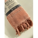 Fouta en coton biologique coloris AMBRE, tissée avec une face éponge, franges nouées à la main