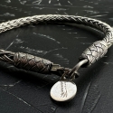 Bracelet tresse ronde - Argent et argent oxydé - fait main - homme&femme 