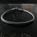 Bracelet tresse ronde - Argent et argent oxydé - fait main - homme&femme 