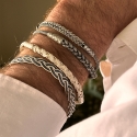 Bracelet tresse - Argent et argent oxydé - fait main - homme&femme 