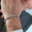 Bracelet tresse fine - Argent et argent oxydé - fait main - homme&femme 