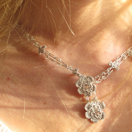 Necklace and bracelet "Chainette" Cloud grey