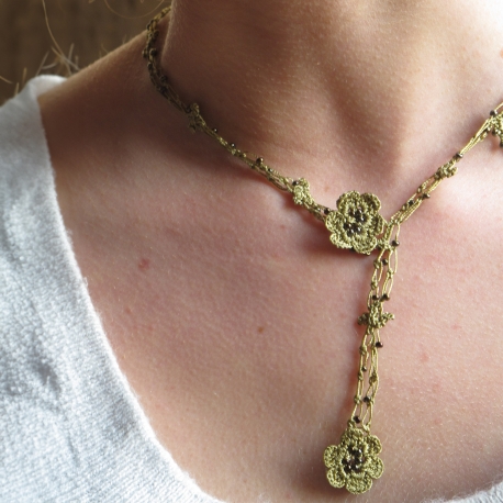 Bracelet et collier "Chainette" Vert lichen