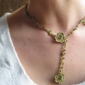 Necklace and bracelet "Chainette" Lichen green