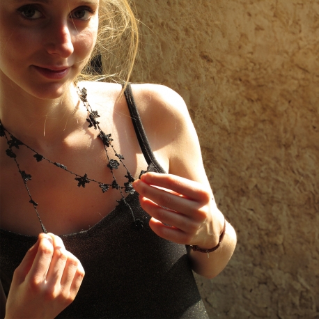 Long Necklace "Crystal" Carbon black