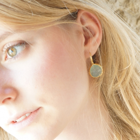 Boucles d'oreilles plaqué or "Drop" Aqua Chalcy