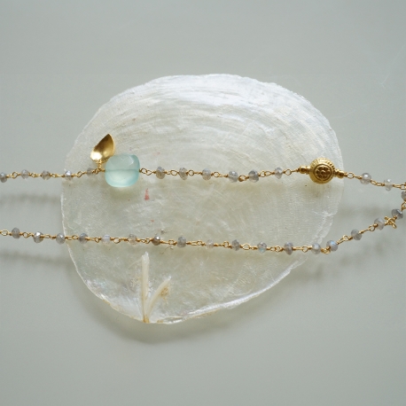 Necklace "Ani" Labradorite & Aqua Chalcedony