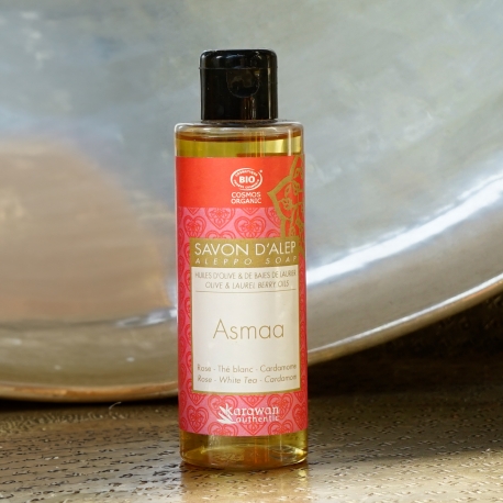 Savon d'Alep liquide CERTIFIE BIOLOGIQUE PAR ECOCERT parfumé Asmaa