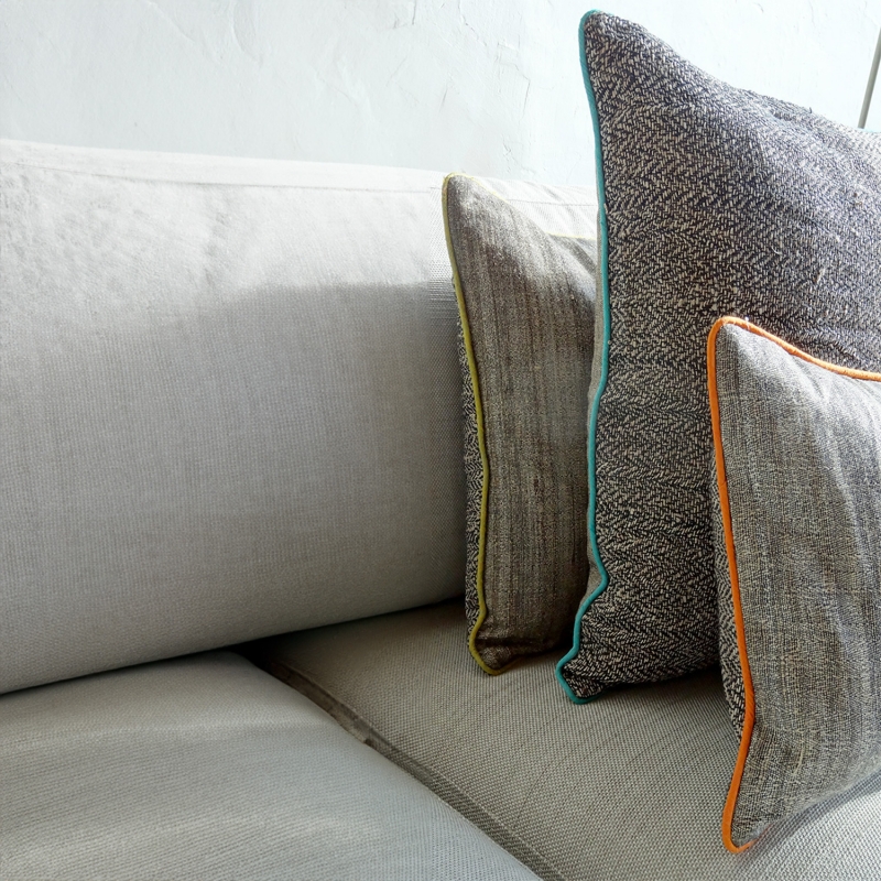 Large Rectangular cushion Nettle and Silk turquoise