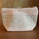 Toiletry bag, in organic cotton screen-printed, 12 x 9 x 5 cm