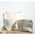 Toiletry bag, in organic cotton screen-printed, 12 x 9 x 5 cm